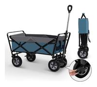 EUGAD Chariot Pliable, Chariot de Jardin 100L, Poignée Réglable, Brouette de Plage Portable, Charge 80kg, Bleu+Gris