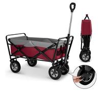 EUGAD Chariot Pliable, Chariot de Jardin 100L, Poignée Réglable, Brouette de Plage Portable, Charge 80kg, Fuchsi Gris