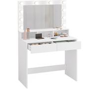 EUGAD Coiffeuse avec Grand Miroir LED, Lumières Réglables, Table de Maquillage avec 2 Tiroirs, Blanc E0EG0011