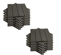 EUGAD Dalle de Terrasse Clipsable, Lot de 12 Carreaux de Sol Extéreiur, avec Fixation Emboîtable, pour Terrasse, Balcon, Jardin, Patio, en Plastique, 30x30cm, Marron