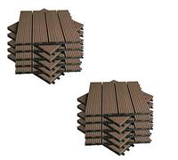 EUGAD Dalle de Terrasse Clipsable, Lot de 12 Carreaux de Sol Extéreiur, avec Fixation Emboîtable, pour Terrasse, Balcon, Jardin, Patio, en Plastique, 30x60cm, Café