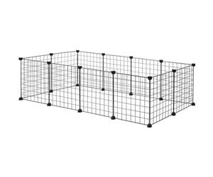 EUGAD Enclos - 145x75x35cm - pour Lapin Parc réglable DIY 12 Panneaux - Noir