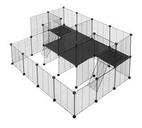 EUGAD Enclos d'extérieur DIY pour petits animaux, parc d'activités et d'entraînement pour chiots, chatons, chiens, lapins, cochons d'Inde, accessoires pour animaux de compagnie black
