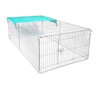 EUGAD Enclos Exterieur, Parc Enclos Extérieur pour Lapins, Enclos Exterieur Rigide avec Bâche Protection Solaire,6 Piquets Inclus-Cage Métallique 180x120x60cm (6 Panneaux)- Idéal Jardin
