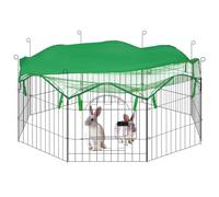 EUGAD Enclos Extérieur pour Lapins - Parc à Animaux Ø143cm avec 8 Panneaux 56x60cm, Filet de Protection, Porte Sécurisée & 6 Piquets - Cage en Métal pour Lapins, Cochons d'Inde, Poules