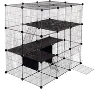 EUGAD Enclos Lapin, 52 Panneaux Enclo Modulable avec Rampe | 109x109x74cm(35x35cm), en Grillagés et PP, Structure Solide, Parc Enclos Intérieur pour cochons d'Inde, lapins et hamsters