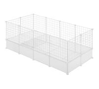 EUGAD Enclos Lapin avec Fond, Parc pour Cochon d'Inde, Blanc 142x71x53cm