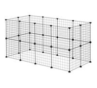 EUGAD Enclos Lapin en métal, Parc pour Cochon d'Inde, réglable DIY 24 Panneaux, Noir 142x72x72cm
