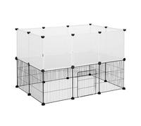 EUGAD Enclos Lapin, Enclos Lapin Intérieur, Modulable Parc Lapin | 20 éléments de Grillage et PP 35x35cm,avec Système d'emboîtage, DIY, Extensible Enclos d'exercice pour Petits Animaux,Blanc