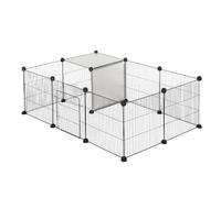 EUGAD Enclos Lapin, Enclos Lapin Intérieur, Modulable Parc Lapin | 20 éléments de Grillage et PP 35x35cm,avec Système d'emboîtage, DIY, Extensible Enclos d'exercice pour Petits Animaux,Gris