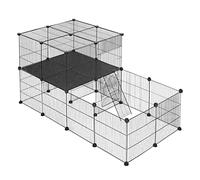 EUGAD Enclos Lapin Interieur, DIY Enclos Modulable avec 30 Panneaux, Cage Lapin pour Petits Animaux avec Porte Escalier, Parc Enclo pour Cochons d'Inde,Lapins,Chien,Chiot 105x70x70cm