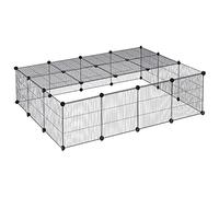 EUGAD Enclos Lapin Intérieur, Enclos pour Petits Animaux avec Couverture, Modulable Parc Cage Métallique pour Lapins, Clapier à 22 Panneaux 35x35cm Grillagés en Métal,147x111x37cm
