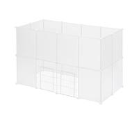 EUGAD Enclos Lapin Interieur, Parc pour Lapins et Cochons d'Inde- Structure Modulable avec 24 Panneaux Renforcés-Enclos pour Petit Animal Sécurisée 145x75x95cm- Blanc