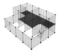 EUGAD Enclos Lapin, Parc Enclos, Enclos Modulable 39 Panneaux | 35x35cm, avec Rampe,Porte Clôture Métallique, Grands Cage Lapin Intérieur pour Cochons d'Inde,Lapins,Chiot 145Lx108Bx72H