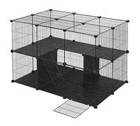 EUGAD Enclos Lapin, Parc Enclos pour Petits Animaux, Enclo Modulable avec Rampe, Structure 2 Niveaux Cage Lapin Intérieur pour Cochons d'Inde,Lapins,Chien,Chiot