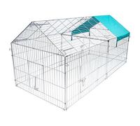 EUGAD Enclos Lapin, Parc Lapin Exterieur, Cage Extérieure en Métal, Clôture Pliable avec Toit et Voile Solaire pour Rongeur Chat Choit Poule, 220x103x103cm