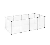 EUGAD Enclos Lapin, Parc Lapins en Plastique, Intérieur Enclos Modulable Lapin, Parc Enclo pour Petits Animaux, Cochon d'Inde, Lapin, Hérisson 145x75x46cm Transparent
