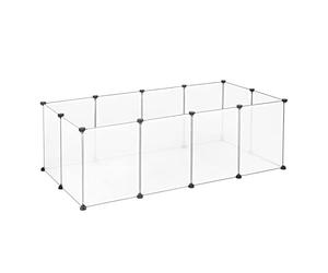 EUGAD Enclos Lapin, Parc Lapins en Plastique, Intérieur Enclos Modulable Lapin, Parc Enclo pour Petits Animaux, Cochon d'Inde, Lapin, Hérisson 145x75x46cm Transparent