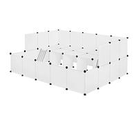 EUGAD Enclos Lapin, Parc pour Cochon d'Inde, Enclos pour Petits Animaux Hamsters Lapins Cochons, Parc Cochon d'Inde Modulable DIY 45 Panneaux, 2 Niveaux, Blanc 181x145x72cm