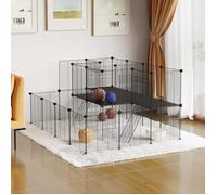 EUGAD Enclos Lapin, Parc pour Cochon d'Inde, Enclos pour Petits Animaux, Noir, 144,5x108x71,5cm