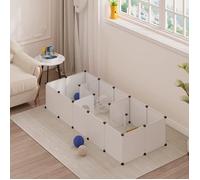 EUGAD Enclos Modulable, Cage Cochon d'Inde,Lapin,Hamster, Enclos Intérieur DIY, 175x75x35cm, Blanc+Transparent 0047WL