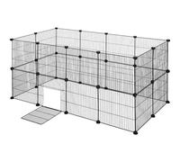 EUGAD Enclos pour Lapin Parc avec Porte métal réglable DIY 24 Panneaux Noir