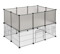 EUGAD Enclos Lapin 2 Niveaux, Parc pour Cochon d'Inde, Gris 107x72x72 cm