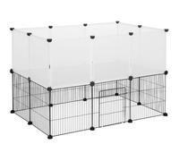 EUGAD Enclos pour Lapin Parc pour Chiot Hamster Rongeur Chat Chaton avec Porte métal réglable DIY 20 Panneaux Blanc