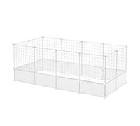Enclos pour Petits Animaux avec Fond, Enclos Lapin Modulable et Extensible,Enclo Lapin Interieur pour Petits Animaux, Furets, Hérissons, Chiots, Blanc 142x71x53cm