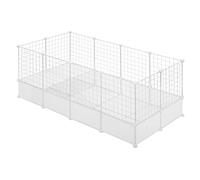 EUGAD Enclos pour Petits Animaux avec Fond, Enclos Lapin Modulable et Extensible,Enclo Lapin Interieur pour Petits Animaux, Furets, Hérissons, Chiots, Blanc 142x71x53cm