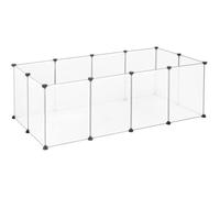 EUGAD Enclos Lapin, Parc Lapins en Plastique, Intérieur Enclos Modulable Lapin, Parc Enclo pour Petits Animaux, Cochon d'Inde, Lapin, Hérisson 145x75x46cm Transparent