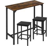 EUGAD Ensemble Table de Bar avec Tabourets, Table de Bar, Table d'Appoint Haute, Console Étroite, Tabouret de Bar, Chaise de Cuisine, en Bois d'Ingénierie+Métal, Marron Rustique + Noir