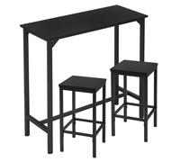 EUGAD Ensemble Table de Bar avec Tabourets, Table de Bar, Table d'Appoint Haute, Console Étroite, Tabouret de Bar, Chaise de Cuisine, en Bois d'Ingénierie+Métal, Noir