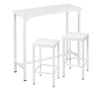 EUGAD Ensemble Table de Bar avec Tabourets, Table de Bar, Table d'Appoint Haute, Console Étroite, Tabouret de Bar, Chaise de Cuisine, en Bois d'Ingénierie+Métal, Blanc