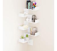 EUGAD Étagère d’Angle Murale Blanc, à 6 Niveaux, Étagère Flottante, en Bois d'Ingénierie, pour Chambre, Salon, Bureau