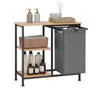 EUGAD Étagère de Salle de Bain avec Panier pour Vêtements Sales, Armoire à Linge à 3 Niveaux, Sac Amovible en Tissu Oxford 31 L, 70x30x65 cm