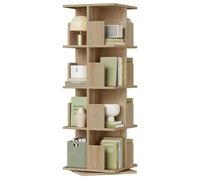 EUGAD Étagère Livre Rotative 360° à 4 Niveaux, Bibliothèque Colonne Tournante, Meuble de Rangement Moderne pour Salon, Bureau, Chambre, 40x40x129 cm, Chêne Clair