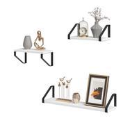 EUGAD Étagère Murale, Étagère Flottante, Lot de 3, Étagère Rangement, Décoration Murale,Style Industriel, Noir + Blanc
