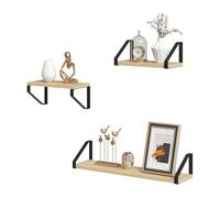 EUGAD Étagère Murale, Étagère Flottante, Lot de 3, Noir + Chêne Clair