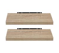 EUGAD Étagère Murale Lot de 2 étagères tablettes Style Moderne en,50x22,9x3,8cm,Chêne Jaune,0115QJ-2