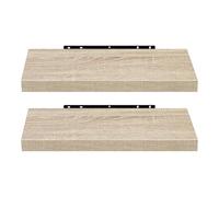 EUGAD Étagère Murale Lot de 2 étagères tablettes Style Moderne en Bois,60x22,9x3,8cm Chêne Jaune 0116QJ-2