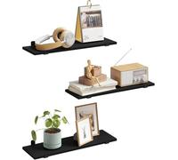EUGAD Étagère Murale Lot de 3, Étagères Flottantes, MDF et Fer, Noir