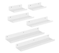 EUGAD Étagère Murale, Lot de 6, Tablette Murale en Métal, Blanc | pour Chambre, Salle de Bain, Cuisine, Design Rétro, en MDF + Métal