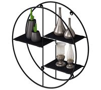 EUGAD Étagère Murale Ronde, Étagère Flottante Design, Pliable, 3 Tablettes, Noir, Diamètre 40cm, en Métal