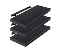 EUGAD Étagères Murale, Étagère Flottante, étagère de Rangement décorative, en MDF, Noir, 40x22.9x3.8, 0085QJ-3