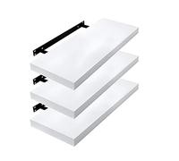 EUGAD Étagères Murales Lot de 3, Blanc 30cm, Tablette Flottantes Décorative, Étagères Flottantes avec Supports Invisibles pour Chambre, Salon, Bureau, Cuisine, MDF