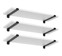 EUGAD Étagères Murales Lot de 3, Étagères Flottantes, 60x20x7cm, MDF et Fer, Blanc