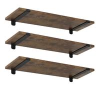 EUGAD Étagères Murales Lot de 3, Étagères Flottantes, 60x20x7cm, MDF et Fer, Marron et Noir