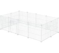 EUGAD Lapin Enclos Intérieur, Cage Modulable avec Porte, DIY Parc Cochon d'Inde, Clôture Réglable, 142x72x36cm, Blanc E0AG0106