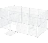 EUGAD Lapin Enclos Intérieur, Cage Modulable avec Porte, DIY Parc Cochon d'Inde, Clôture Réglable, 142x72x72cm, Blanc E0AG0106-2